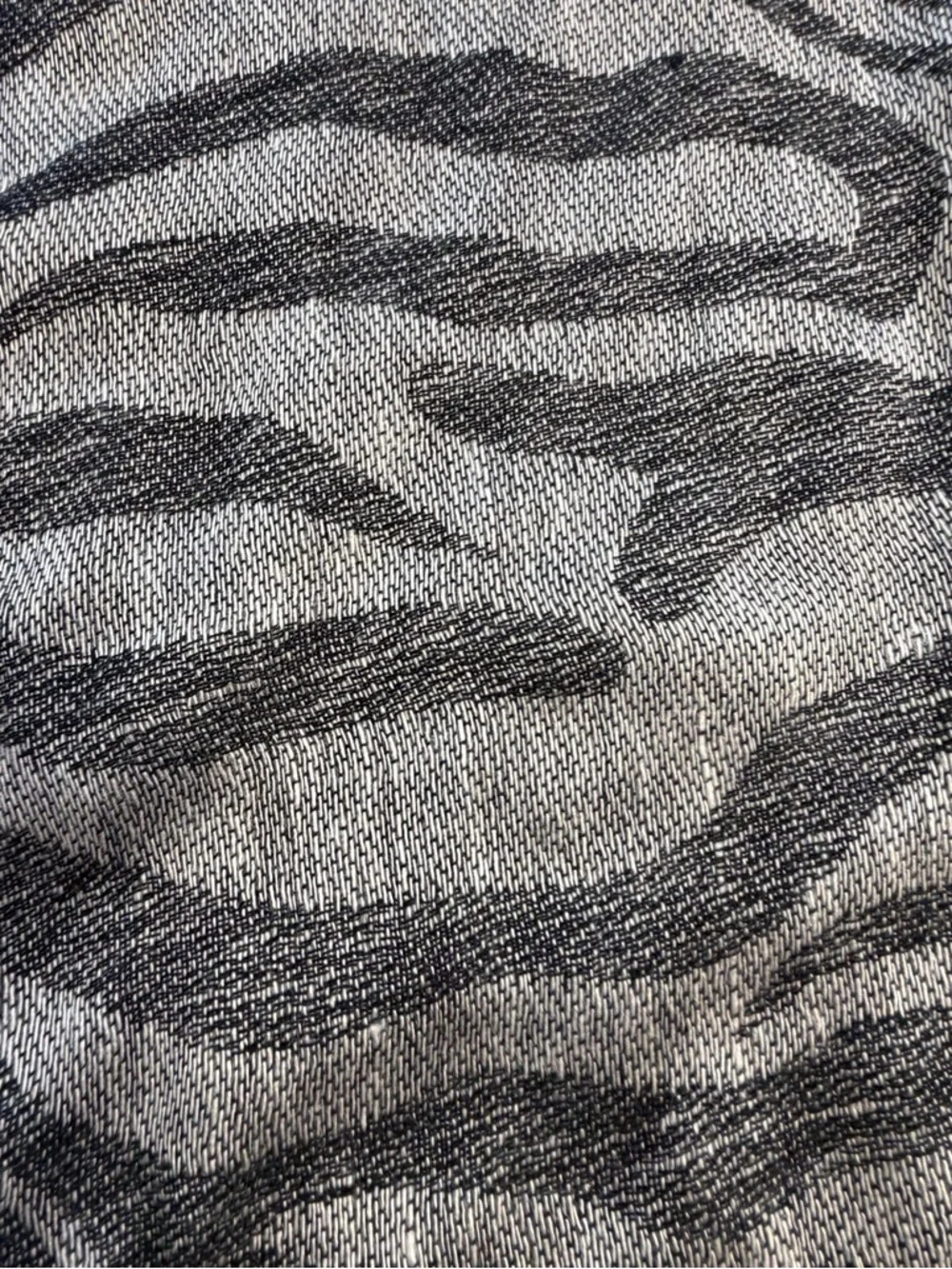 Zebra Print Fringe Scarf - Gray and Black